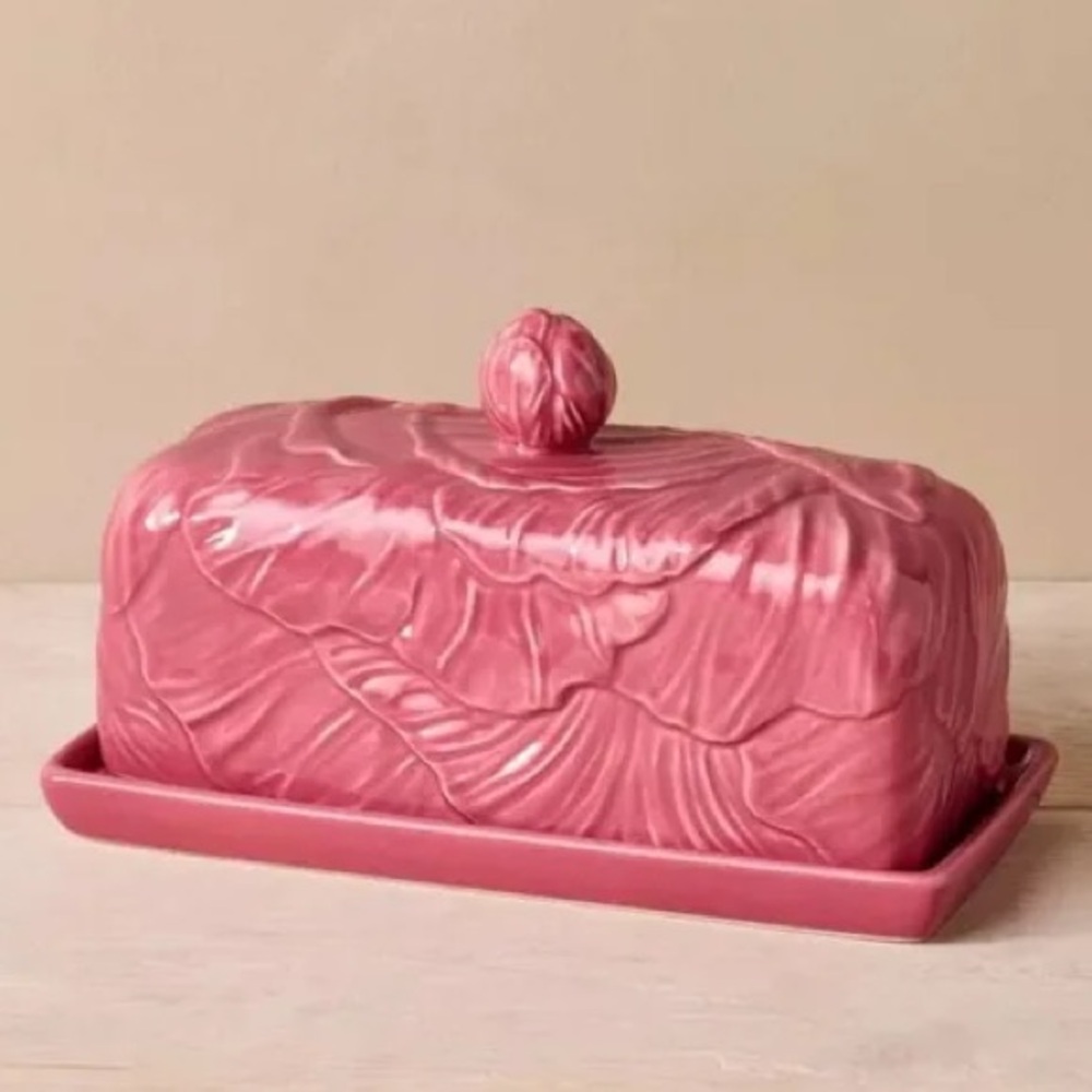 JOHN DERIAN NEW cabbage ceramic butter dish